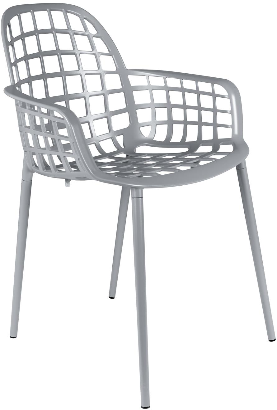 Spisebordsstol med armlæn Zuiver Albert grå aluminium stabelbar H82,5ÃB59,5ÃL59,5 cm